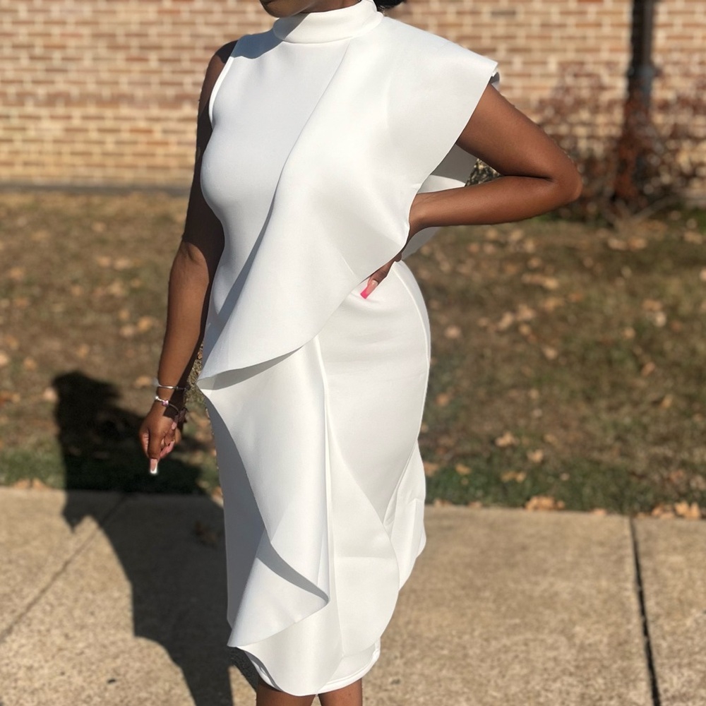 White dress with ruffles